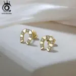 ORSA JEWELS C-förmige Hufeisen-Ohrstecker in Goldoptik, zwei Stecker mit klaren Steinen
