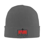 Dunkelgraue Jesus Is King Beanie mit rotem Schriftzug und Kreuz