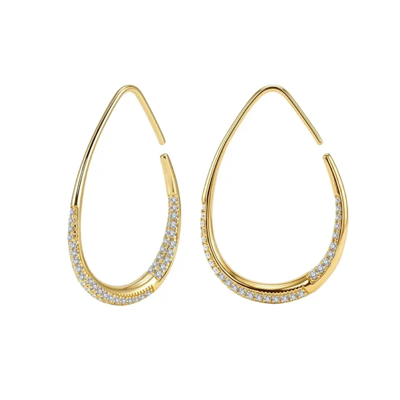 Goldfarbene ORSA JEWELS Tropfen-Creolen mit Schmucksteinen als freigestelltes Produktbild
