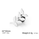 Silberfarbene Cazador Olivenzweig-Brosche mit Maßangabe 22 × 30 mm und Gewicht ca. 4,3 g