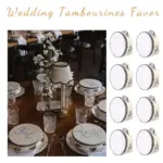 Dekorationsbeispiel mit weißen Tamburinen auf Hochzeitstisch; keine zugesicherte Packungsmenge