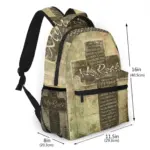Christlicher Bibelvers-Rucksack mit Maßgrafik – Größenangaben laut Hersteller