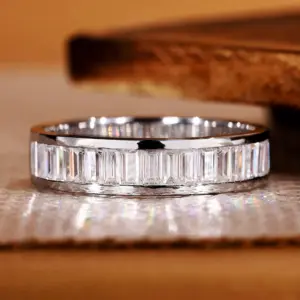 BXINY Baguette Moissanit Ring aus 925 Sterling Silber