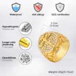 Lieferanten-Grafik PRJEWEL runder Kruzifixring PJ-RC-1027G ca. 23 mm Ringkopf, Ziersteine und Goldoptik