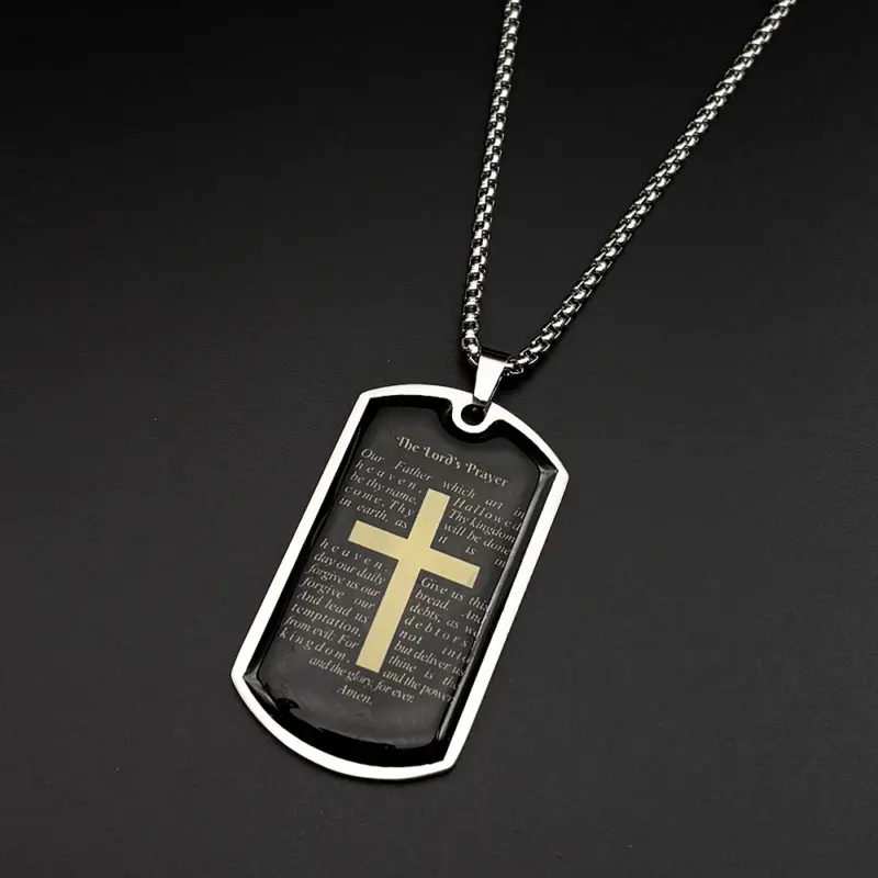 Glaskreuz mit Vaterunser-Botschaft – Detailansicht